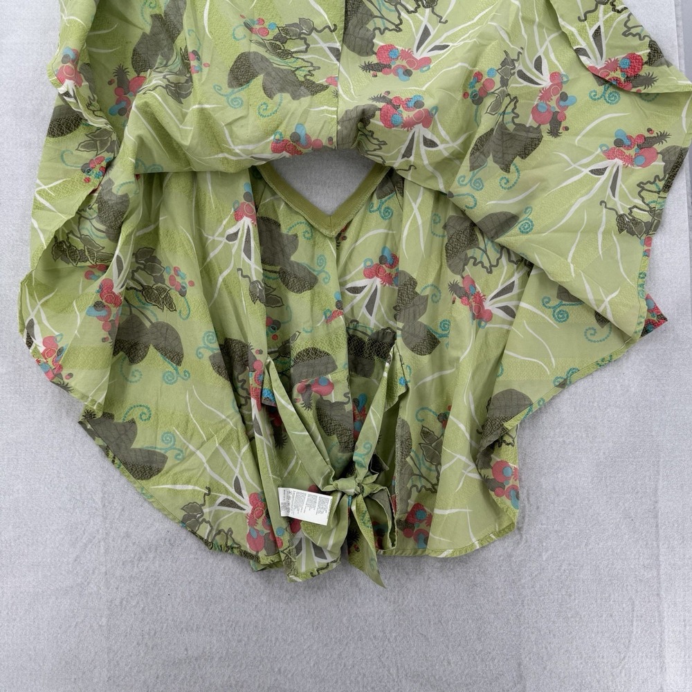 Diesel Kimono‎ Blouse Womens Medium Green Floral V Neck Open Cover Up Inside Tie - Picture 4 of 7